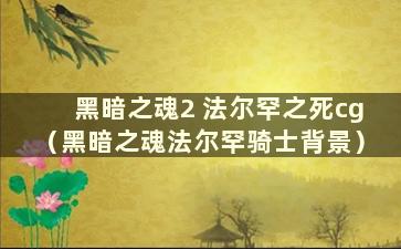 黑暗之魂2 法尔罕之死cg（黑暗之魂法尔罕骑士背景）